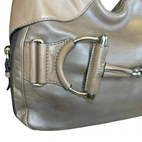 Gucci Light Brown Leather Heritage Stripe Horsebit Hobo Shoulder Bag. - Picture 3 of 16